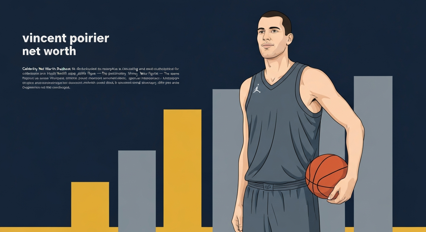 Stylized editorial portrait of Vincent Poirier (illustration) with financial/graphical background