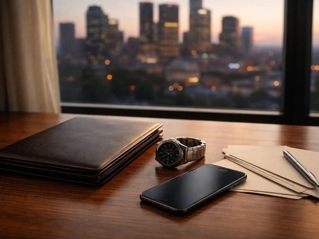Financial media desk with watch and portfolio symbolizing an athlete’s net-worth categories.