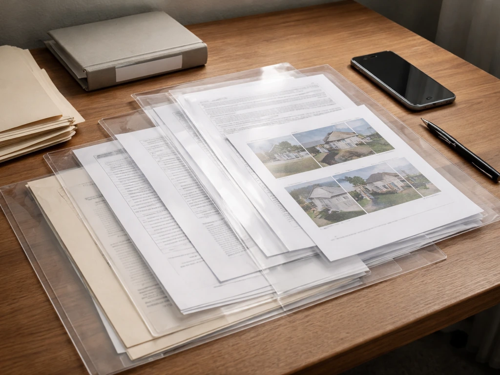 Natural-light desk with layered document folders suggesting compiling evidence for net worth estimates.