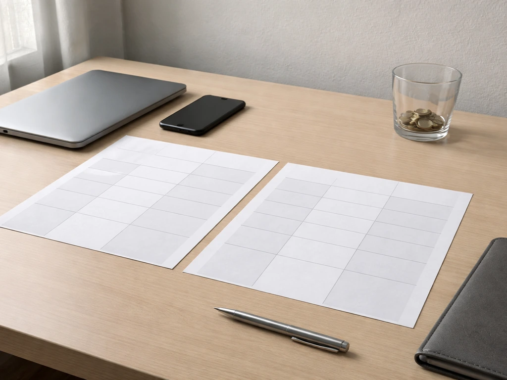 Minimal office desk with blank papers and coins suggesting estimate comparisons without any text.